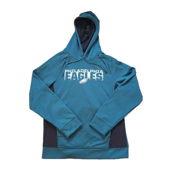 Philadelphia Eagles NFL Team Apparel Sz Medium Mens Green Spellout Hoodie Pocket - Picture 1 of 5